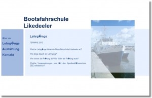 Die alte Webseite der Bootsfahrschule Likedeeler